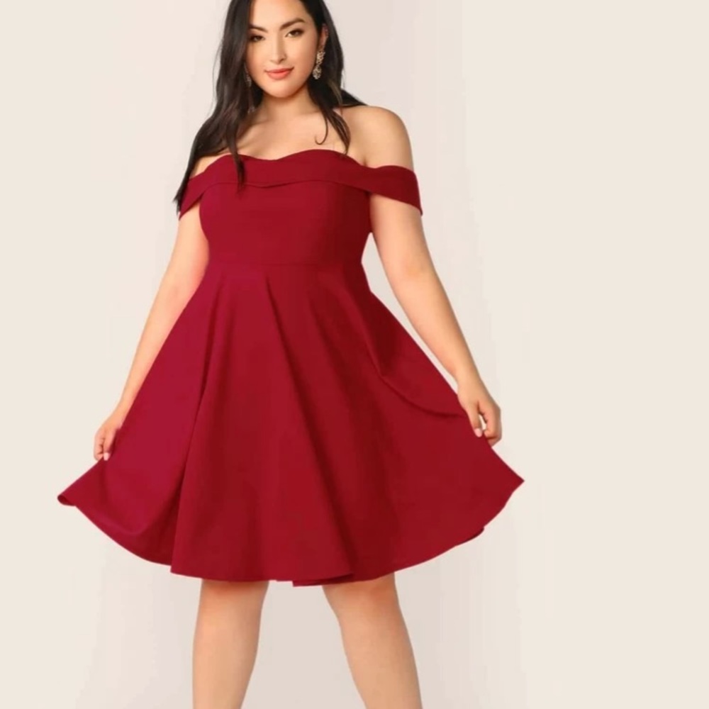 Fold over Front Off Shoulder Dress